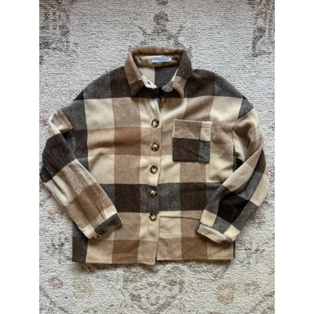 Miss Sparkling brown plaid shacket